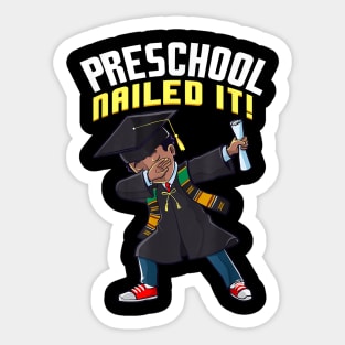 Graduation 2024 Preschool Nailed It Dabbing Black Boy Kids Sticker